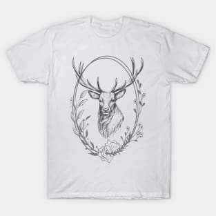 Deer Stag Antlers Hiking Mountains Alps T-Shirt